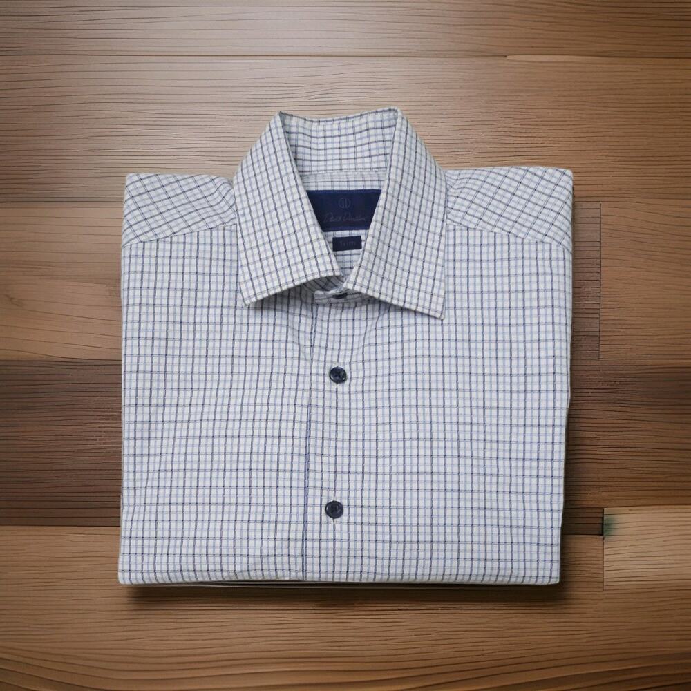 DAVID DONAHUE MEN'S TRIM FIT DRESS SHIRT SIZE 15.5x 32/33 White / Lilac